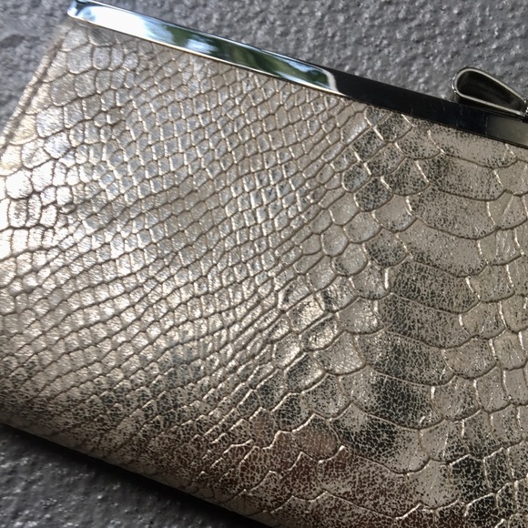 INC Metallic snakeskin embossed clutch - Picture 4 of 8
